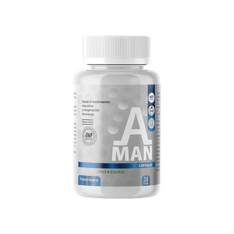 A-Man cápsulas de apoyo al rendimiento masculino y la energía en Guatemala, envase de 30 cápsulas