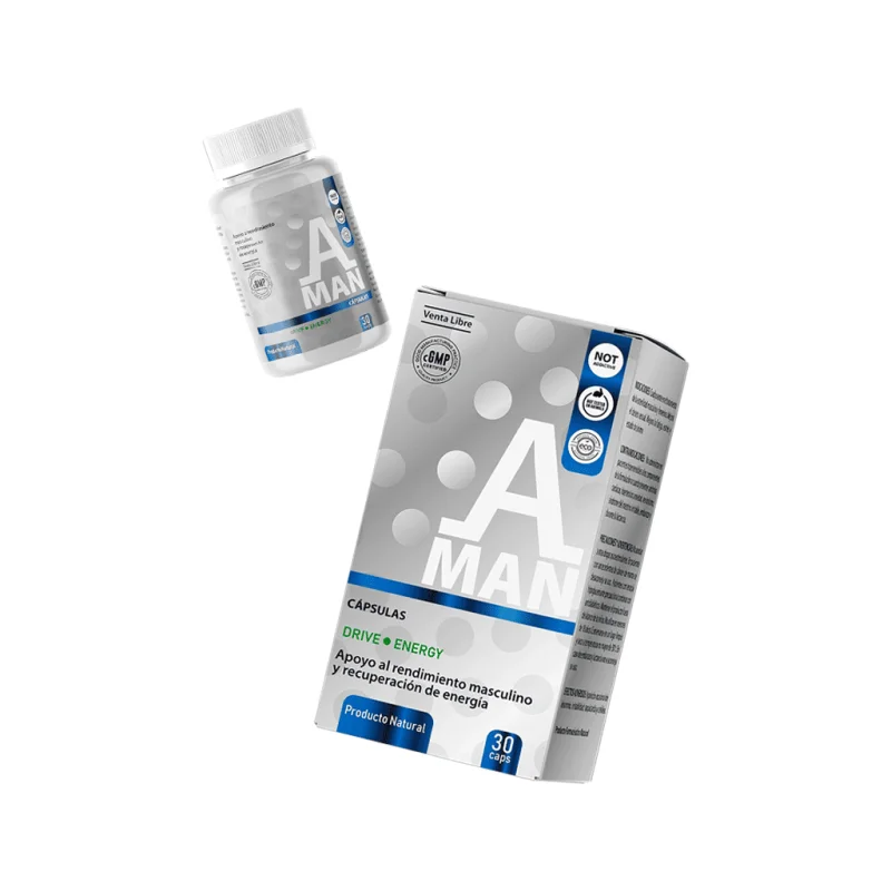 A-Man — frasco de cápsulas DRIVE • ENERGY, producto natural de venta libre